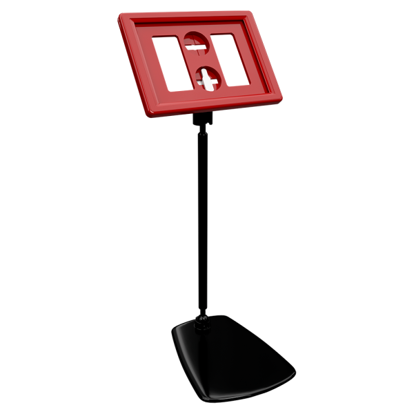 sk_Рамка ТЕХНО А8 красная, черный держатель TECHNO FOT 75 мм, ножка 100мм