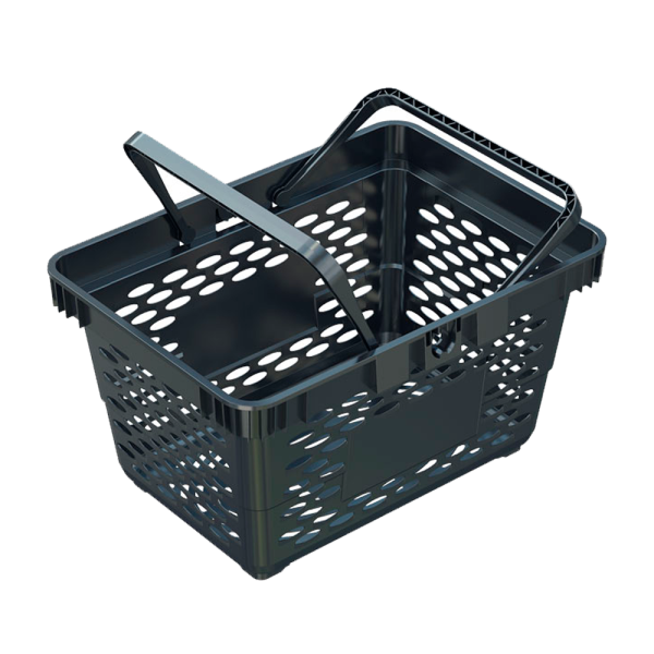 sk_Корзина покупательская пластиковая с 2 пластиковыми ручками CLASSIK 20 л, Черный