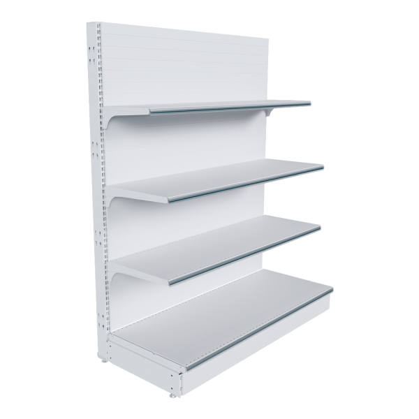 stpos_НАБОР стеллаж 25 70 ГЛУХОЙ пристенный 1550х1250х500 4 полки, ценникодержатели