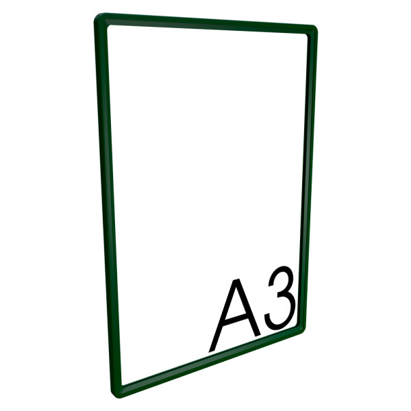 sk_Пластиковая рамка с закругленными углами формата А3 (297х420мм), PF-А3, Зеленый