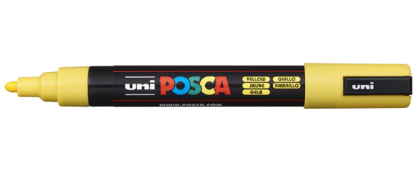 1_Маркер на водной основе POSCA PC-5M, жёлтый (YELLOW - 2), 1.8 - 2.5 мм