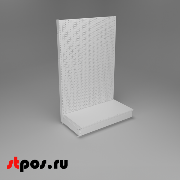 00_НАБОР Стеллаж 25 70 ПЕРФОРИРОВАННЫЙ пристенный1550х1000хо500, 1 полка + плинтус, RAL9016, Белый