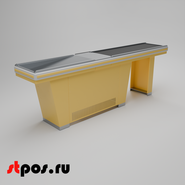 00_Кассовый бокс Stream-L-290S-Т150 (тр-р 150см,шл_нерж, б_выр.,уз_нак), RAL1018, Желтый, Левый