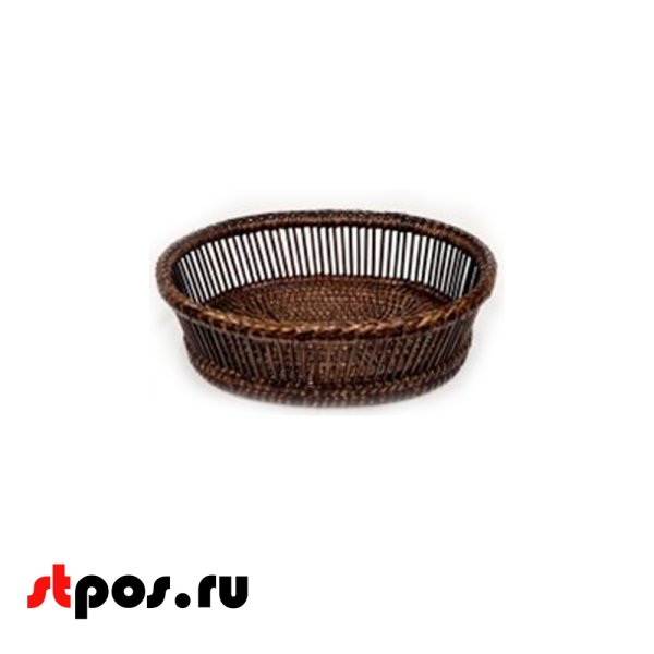 00_Корзинка плетеная овальнвя из ротанга, 270х220х80 мм, Коричневый