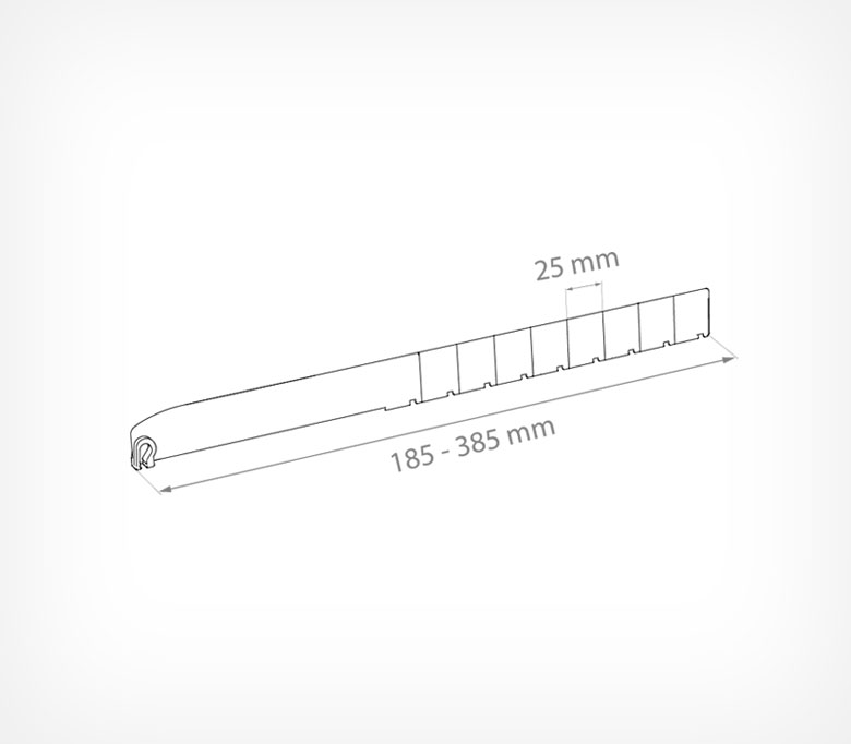 04_Разделитель пластик. 30мм обламывающийся без ограничителя DIV30-B 185-385мм, Прозрачный