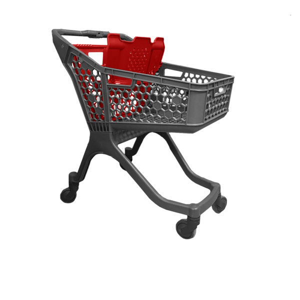 sk_Тележка покупательская пластиковая SURF 100S серая,848х570х996мм,с детским сидением RAL 2002 Красный