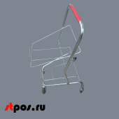 Тележка-подставка для двух корзин, 500х430х920мм, Цинк-лак, с красной прорезиненной ручкой