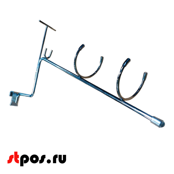 00_Держатель для плоек с ценникодержателем, крепление с зажимом на штангу 30х15 мм, Хром