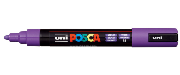 1_Маркер на водной основе POSCA PC-5M, фиолетовый (VIOLET - 12), 1.8 - 2.5 мм, пул. нак.