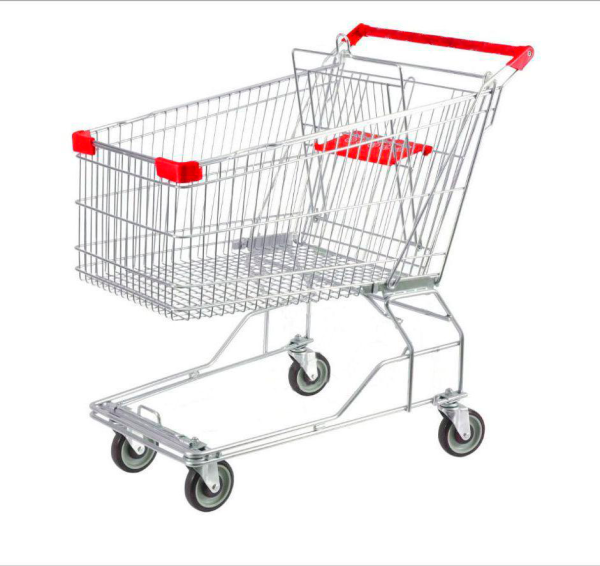 01_Тележка покупательская 180 литров, цинк+лак, c детским сидением, без поддона (азиатский тип),Красный