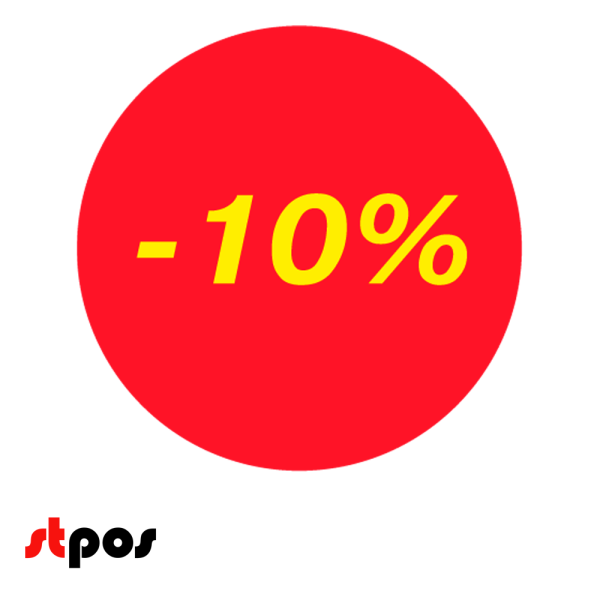 00_Ценники-стикеры самокл., полипропелен минус 10%, съемный клей, круг 29мм, красный с желтым (250шт)