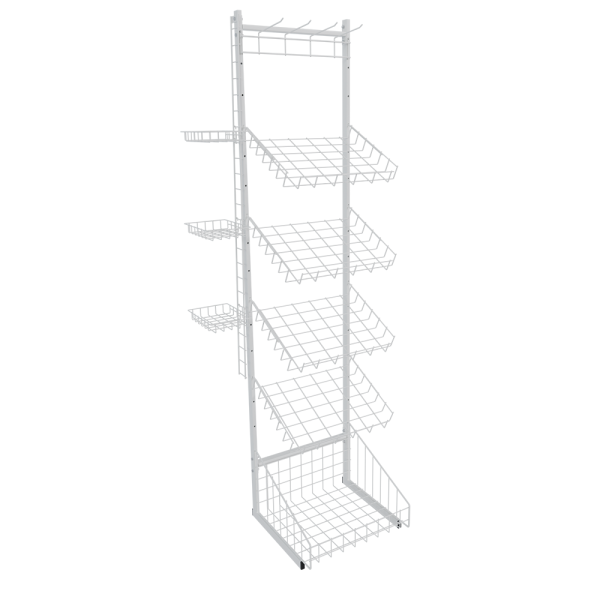 sk_1_НАБОР Стойка прикассовая для выпечки (1корзина,4полки накл,1гребенка штыр,3полки мини),RAL9016 Белый