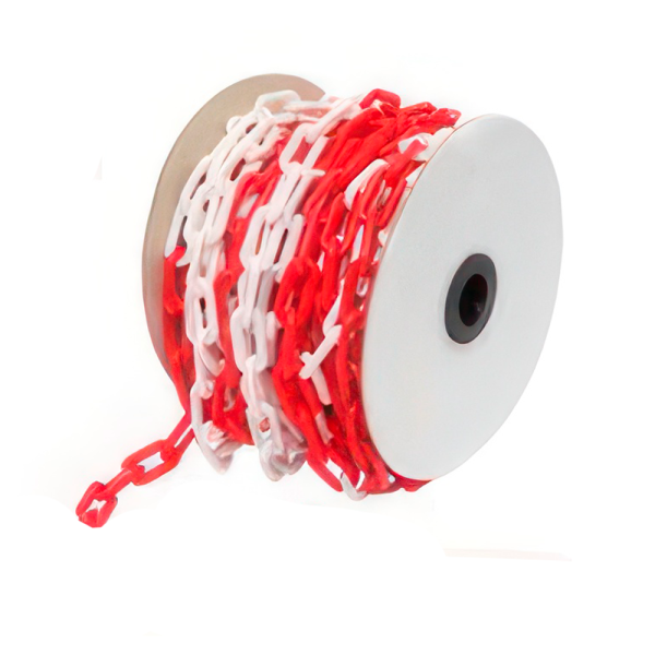 sk_Цепь пластиковая 25 м, звено 35мм, диаметр сечения звена 6 мм, Красно-белый