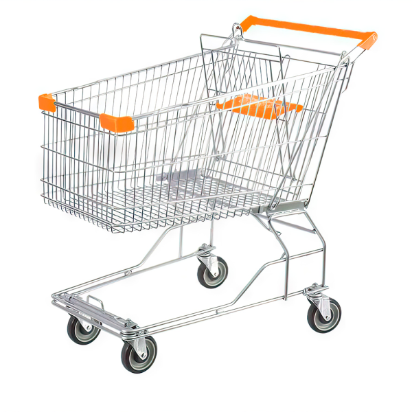 stpos_Тележка покупательская 240 литров, цинк+лак, c детским сидением,без поддона (азиатский тип), Оранж