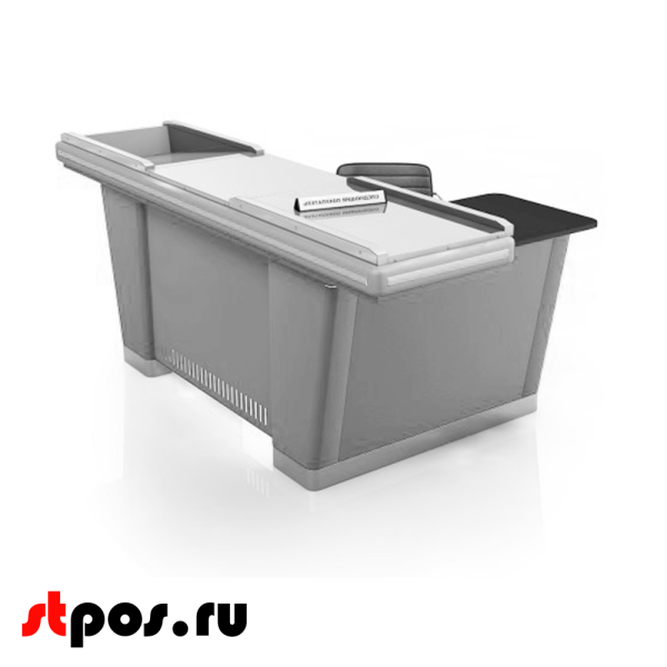 00_Кассовый бокс Stream-L-200 v2.0 (шлиф. нерж., без вырезов, узкий накоп) RAL9022, Серый, Правый