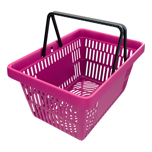 sk_Корзина покупательская пластиковая с 2 черными ручками, 20 л, УСИЛЕННАЯ, ROCK, RAL4006, Фиолетовый