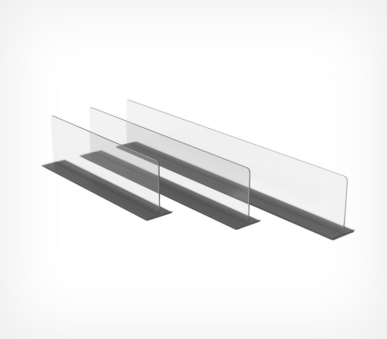 02_Разделитель пластиковый высотой 80 мм на Т-основании c магнитным скотчем DIVT-80-TM 380 мм