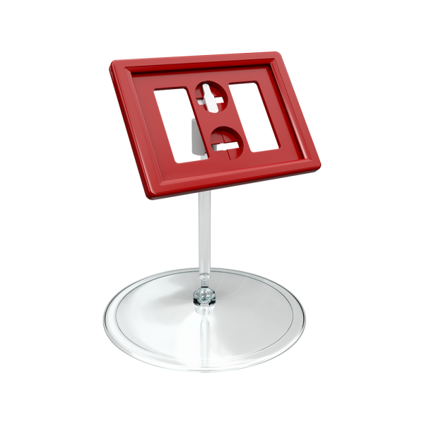 sk_Рамка ТЕХНО А8 красная, прозрачный держатель TECHNO BASE-XL 90мм, ножка  50мм