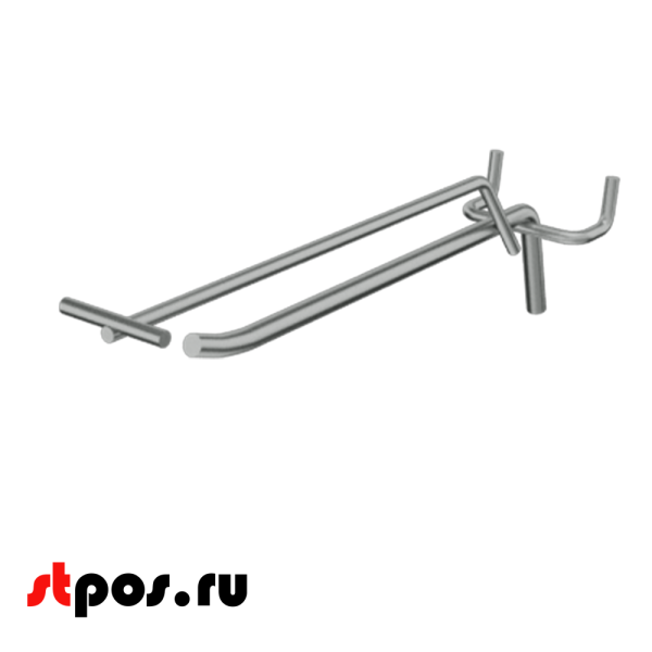 02_Крючок для перфорации одинарный с ценникодержателем 200мм, цинк-хром, d6, шаг 45, УСИЛЕННЫЙ