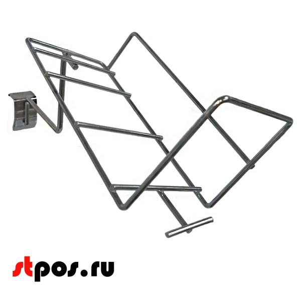 00_Держатель для миксеров с ценникодержателем SHOLS, крепление с зажимом на штангу 30х15 мм, Хром