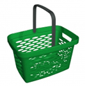 08_Корзина покупательская пластиковая 27л с одной складывающейся ручкой, Зелёная