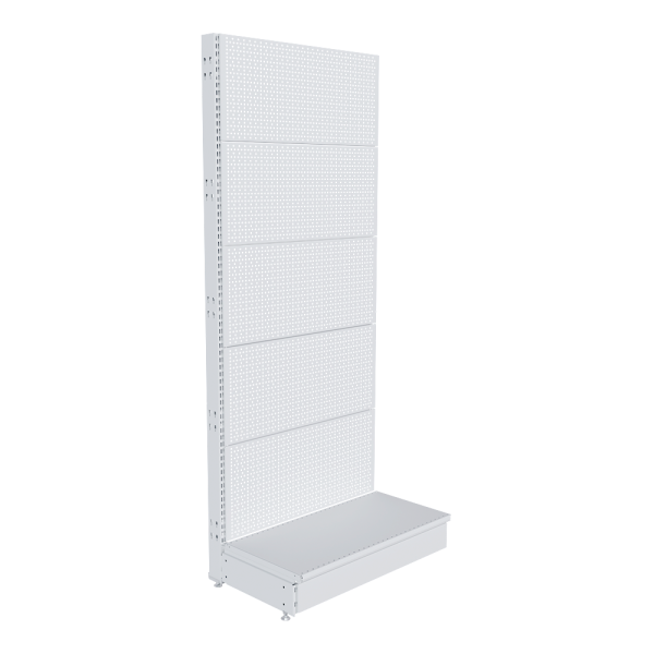 stpos_НАБОР Стеллаж 25 70 ПЕРФОРИРОВАННЫЙ пристенный1900х800хо400, 1 полка + плинтус, RAL9016, Белый