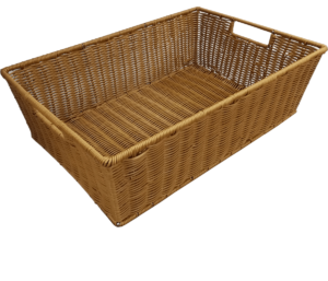 01_Корзина из полиротанга прямоугольная с ручками 600х400 ( высота борта 180мм)