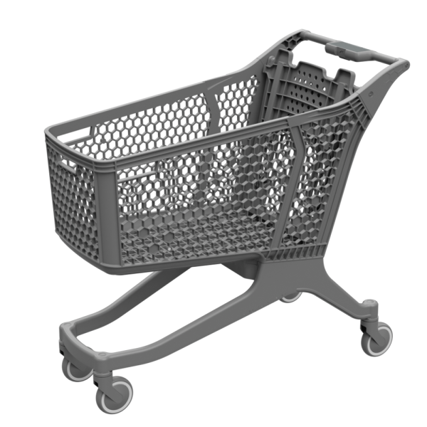 stpos_Тележка покупательская пластиковая DRIFT, 180л, Серая, с серым детским сиденьем