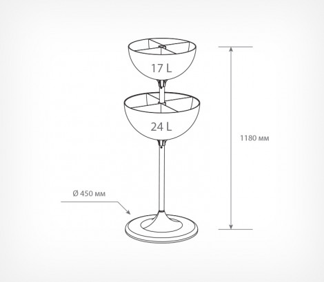 04_Схема дисплея UNIBOWL-TOWER-DIV c комплектом разделителей, 24 л и 17 л, Белый