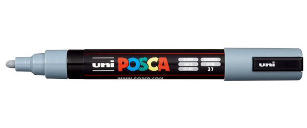 1_Маркер на водной основе POSCA PC-5M, серый (GREY - 37), 1.8 - 2.5 мм, пул. нак.