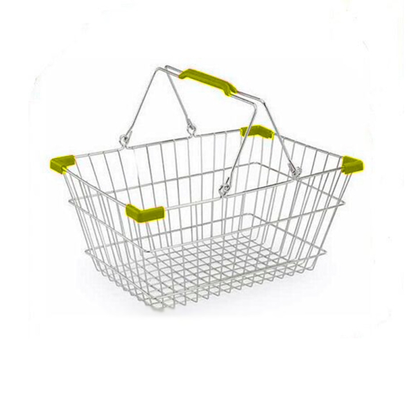 00_Корзина покупательская металлическая с двумя ручками 22л цинк, Желтый