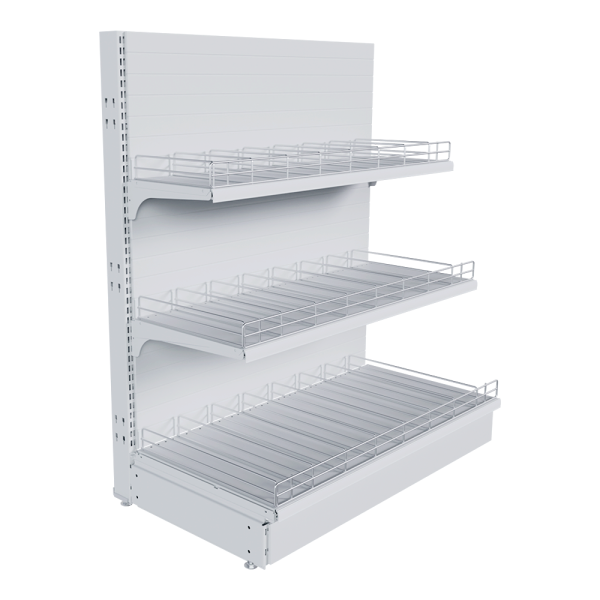 sk_НАБОР стеллаж 25 70 ГЛУХОЙ пристенный 1200х1000х500 3 полоки, ограничители, разделители, ценникод