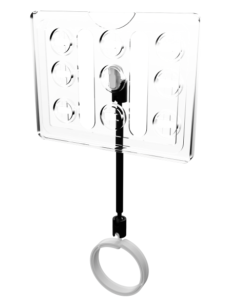 sk_Рамка ТЕХНО А7 прозрачная, черный держатель TECHNO ROLL-VL спираль-улитка на колбасу, ножка 100мм