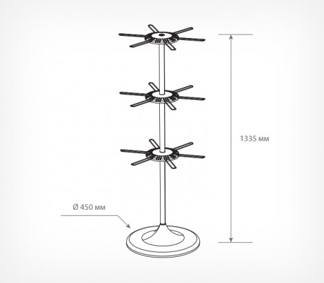 03_Схема дисплея UNIBOWL-HP-3, 3 держателя, 18 крючков, Белый