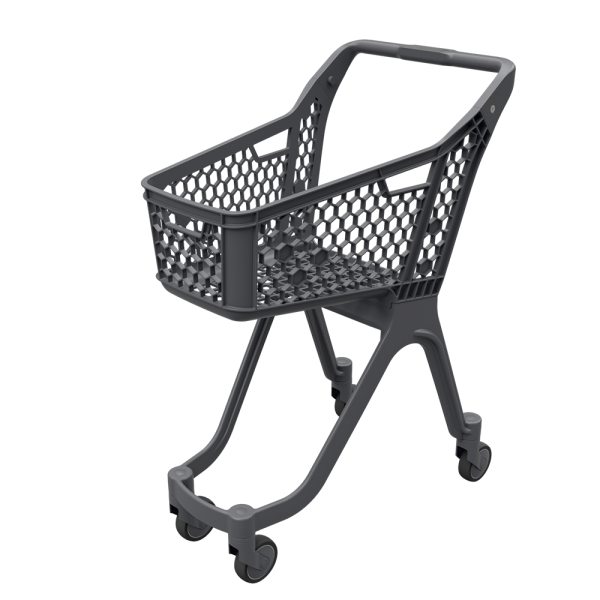 stpos_Тележка покупательская пластиковая VIBE, 60л, 750х1010х470мм, Серая, БЕЗ д/с и БЕЗ задней стенки