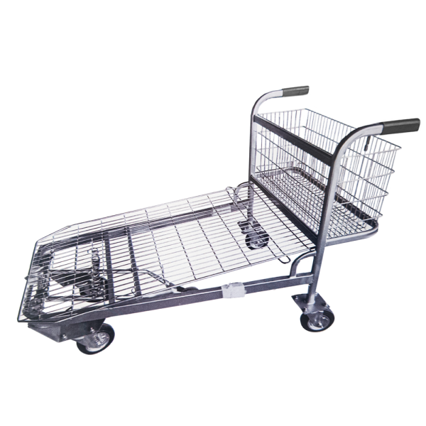 sk_Тележка грузовая 5 колес, платформа сетчатая, нагрузка до 500кг, цинк, ручки Серые