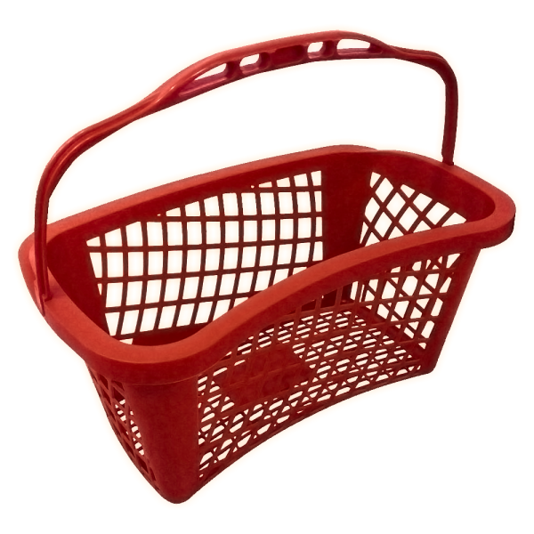 sk_Корзина покупательская пластиковая SLIM 27 л. RD с одной ручкой, эргономичная форма, Красный