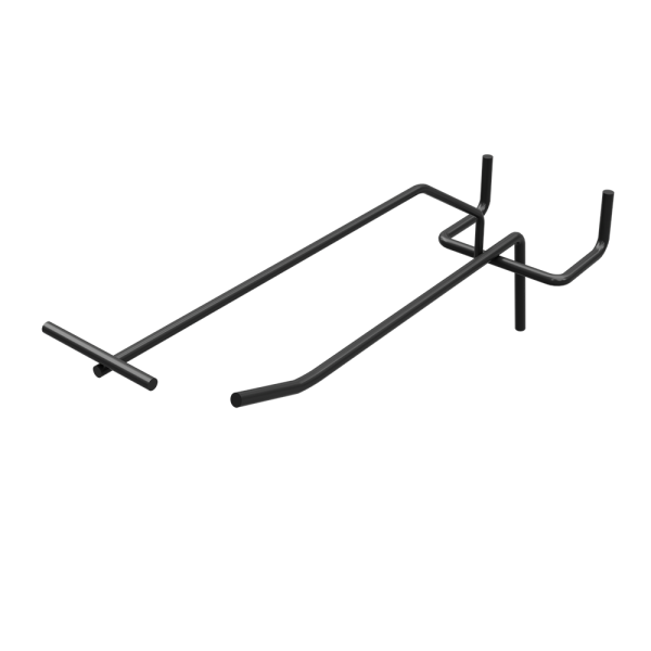 sk_Крючок для перфорации одинарный с ценникодержателем 150мм, d4/d3мм, шаг 50, Глянец, RAL9005 Черный