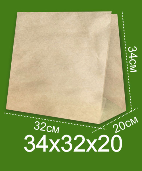 01_Крафт пакет без ручек 320х340х200 мм, Бурый