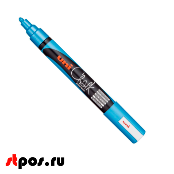 00_Маркер меловой Uni Chalk PWE-5M 1,8-2,5 мм овальный, Синий металлик
