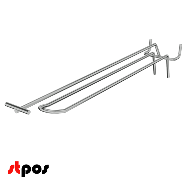 04_Крючок для перфорации двойной с ценникодержателем 400мм, хром, шаг 50мм