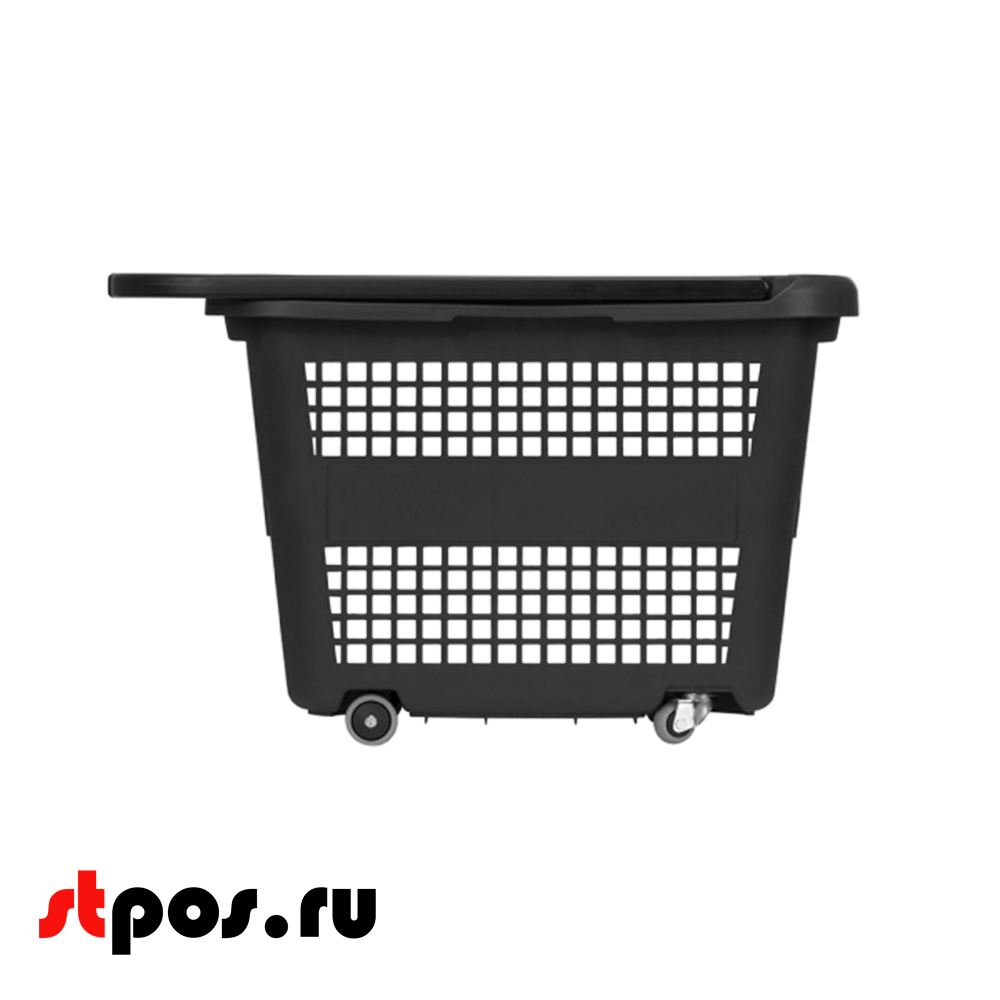 02_Корзина тележка пластиковая RB32L 4 колеса 32л, 2 ручки, Черный
