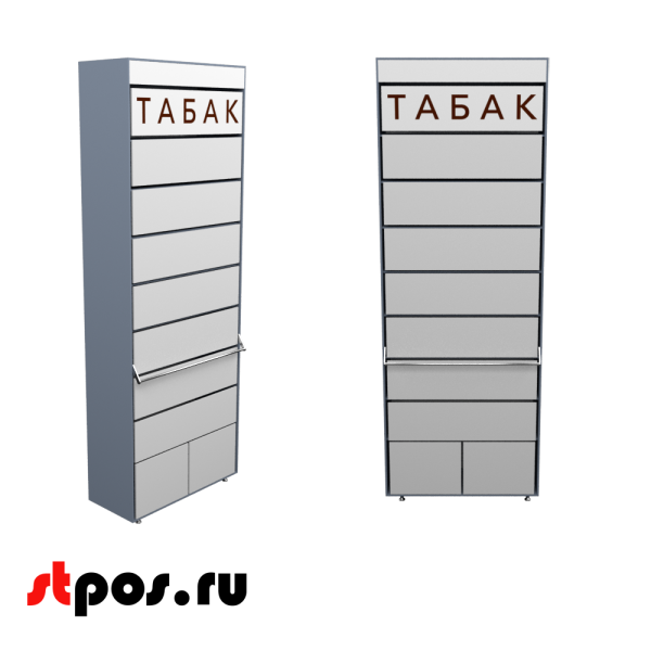 00_Диспенсер сигаретный ЛДСП, 9 полок по 10 видов, 731х420(320)х2200 (дверцы в накопит), EGGER Диамант