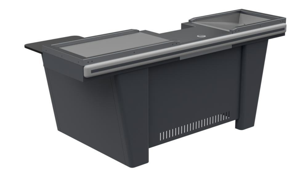 stpos_2_Кассовый бокс Stream-L-200 v3.0 (шлиф.нерж,вырез под ДЯ FL,2Т,узк.нак.),Шагрень,RAL7024,Серый,Правый