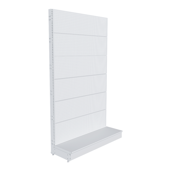 stpos_НАБОР Стеллаж 25 70 ПЕРФОРИРОВАННЫЙ пристенный2250х1330хо400, 1 полка + плинтус, RAL9016, Белый