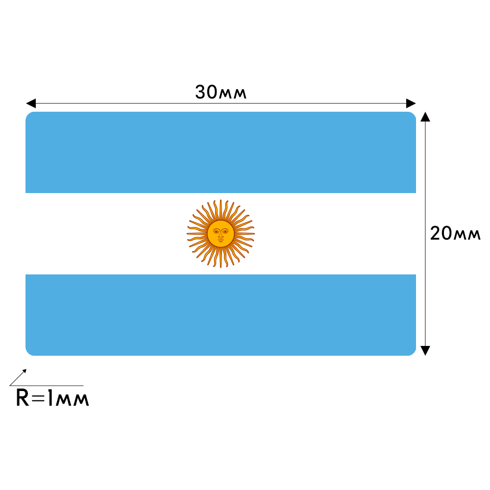 stpos_OM1_Рулон этикетки самоклеящиеся, Флаг Аргентины, 30х20мм, 250шт в рулоне