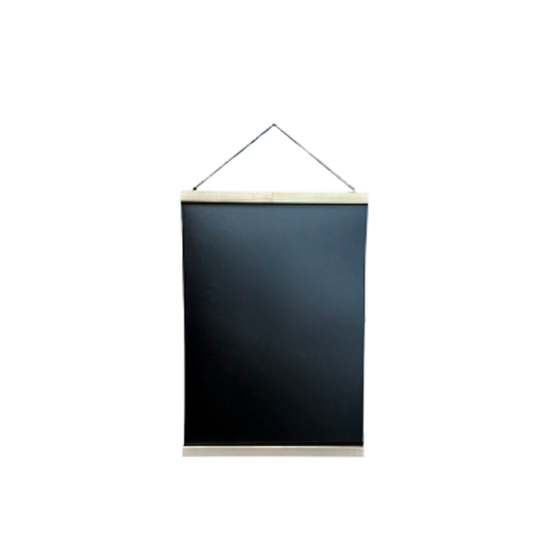 sk_Табличка черная меловая подвесная гибкая 350х500 мм, с деревянными рейками, светлое дерево