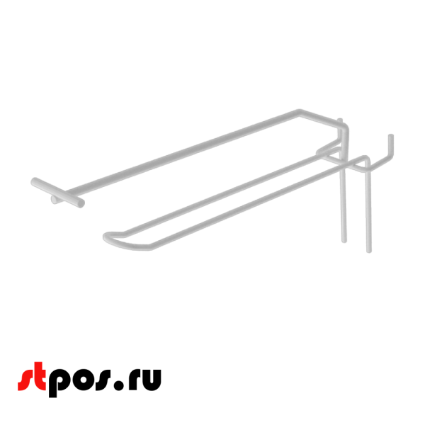 00_Крючок для экономпанели язычковый 175 мм с ценникодержателем, RAL9003, Белый