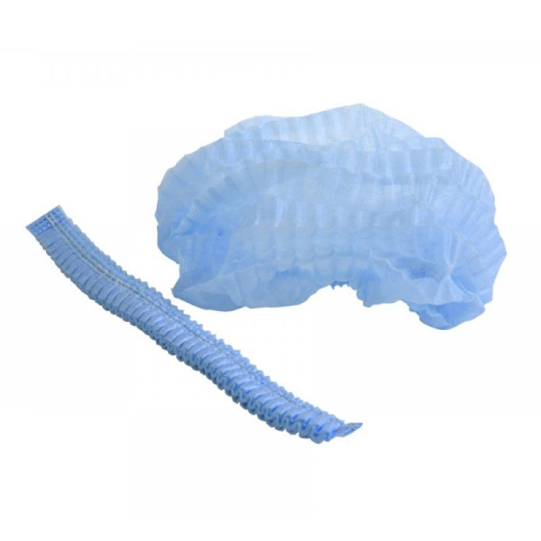 01_Шапочка одноразовая Шарлотта нетканая спанбонд ГОЛУБАЯ (100шт. в упак.)