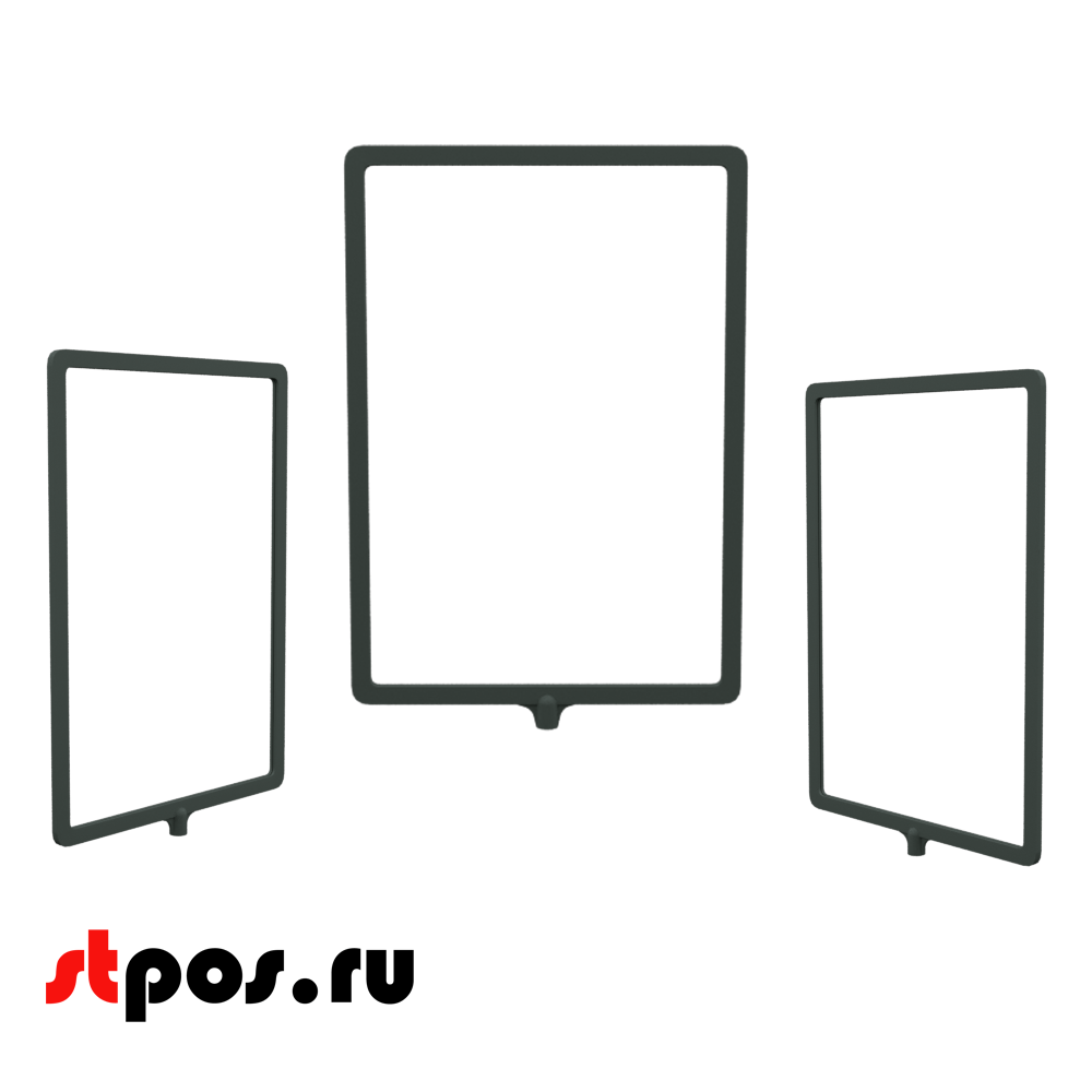 00_Пластиковая рамка А4 с интегрированным Т-держателем PFT-A4, под крепление диаметром 9мм, Серая